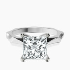 14kt White Gold Magnolia Texture Solitaire Lab Diamond Ring front image