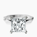 14kt White Gold Magnolia Texture Solitaire Lab Diamond Ring front image