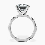 14kt White Gold Magnolia Texture Solitaire Lab Diamond Ring side right image one