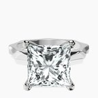 14kt White Gold Magnolia Texture Solitaire Lab Diamond Ring front image