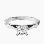 14kt White Gold Magnolia Texture Solitaire Lab Diamond Ring front image