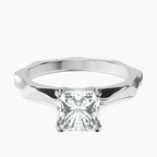 14kt White Gold Magnolia Texture Solitaire Lab Diamond Ring front image