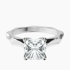 18ct White Gold Magnolia Texture Solitaire Lab Diamond Ring front image