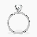 18ct White Gold Magnolia Texture Solitaire Lab Diamond Ring side right image one