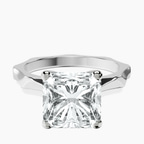 14kt White Gold Magnolia Texture Solitaire Lab Diamond Ring front image