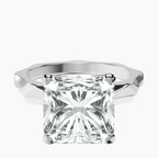 14kt White Gold Magnolia Texture Solitaire Lab Diamond Ring front image