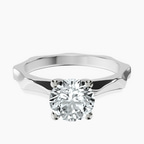 Platinum Magnolia Texture Solitaire Lab Diamond Ring front image