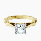 10kt Yellow Gold Magnolia Texture Solitaire Lab Diamond Ring front image