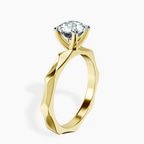 10kt Yellow Gold Magnolia Texture Solitaire Lab Diamond Ring standing product image one