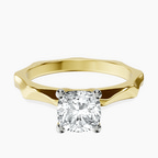 10kt Yellow Gold Magnolia Texture Solitaire Lab Diamond Ring front image