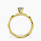 14kt Yellow Gold Magnolia Texture Solitaire Lab Diamond Ring side right image one