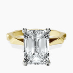18kt Yellow Gold Magnolia Texture Solitaire Lab Diamond Ring front image
