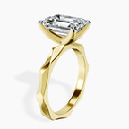 18kt Yellow Gold Magnolia Texture Solitaire Lab Diamond Ring standing product image one