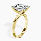 18kt Yellow Gold Magnolia Texture Solitaire Lab Diamond Ring standing product image one
