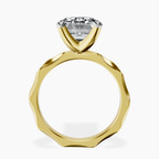 18kt Yellow Gold Magnolia Texture Solitaire Lab Diamond Ring side right image one