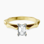 14kt Yellow Gold Magnolia Texture Solitaire Lab Diamond Ring front image