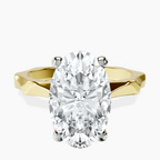 10kt Yellow Gold Magnolia Texture Solitaire Lab Diamond Ring front image
