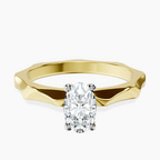 10kt Yellow Gold Magnolia Texture Solitaire Lab Diamond Ring front image