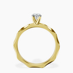 10kt Yellow Gold Magnolia Texture Solitaire Lab Diamond Ring side right image one