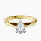 18kt Yellow Gold Magnolia Texture Solitaire Lab Diamond Ring front image