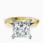14kt Yellow Gold Magnolia Texture Solitaire Lab Diamond Ring front image