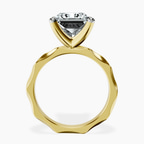 14kt Yellow Gold Magnolia Texture Solitaire Lab Diamond Ring side right image one