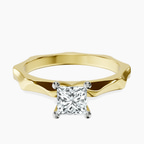 10kt Yellow Gold Magnolia Texture Solitaire Lab Diamond Ring front image