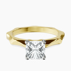 10kt Yellow Gold Magnolia Texture Solitaire Lab Diamond Ring front image