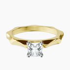 18kt Yellow Gold Magnolia Texture Solitaire Lab Diamond Ring front image