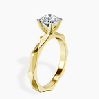 10kt Yellow Gold Magnolia Texture Solitaire Lab Diamond Ring standing product image one