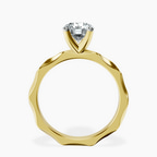 10kt Yellow Gold Magnolia Texture Solitaire Lab Diamond Ring side right image one