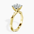 14kt Yellow Gold Magnolia Texture Solitaire Lab Diamond Ring standing product image one