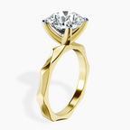 10kt Yellow Gold Magnolia Texture Solitaire Lab Diamond Ring standing product image one