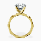 10kt Yellow Gold Magnolia Texture Solitaire Lab Diamond Ring side right image one
