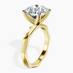 18kt Yellow Gold Magnolia Texture Solitaire Lab Diamond Ring standing product image one
