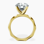 18kt Yellow Gold Magnolia Texture Solitaire Lab Diamond Ring side right image one