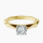 18kt Yellow Gold Magnolia Texture Solitaire Lab Diamond Ring front image