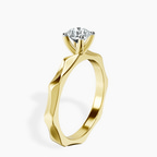 18kt Yellow Gold Magnolia Texture Solitaire Lab Diamond Ring standing product image one