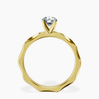 18kt Yellow Gold Magnolia Texture Solitaire Lab Diamond Ring side right image one