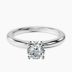 14kt White Gold Matilda Leaf Petal Solitaire Lab Diamond Ring front image