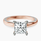 18kt Rose Gold Edith Lab Diamond Studded Petite Solitaire Lab Diamond Ring front image