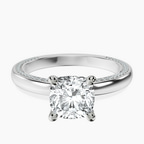 Platinum Edith Lab Diamond Studded Petite Solitaire Lab Diamond Ring front image