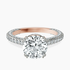 18kt Rose Gold Eternia Criss Cross Side Halo Lab Diamond Ring front image
