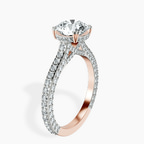 18kt Rose Gold Eternia Criss Cross Side Halo Lab Diamond Ring standing product image one
