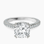 14kt White Gold Eternia Criss Cross Side Halo Lab Diamond Ring front image