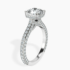 14kt White Gold Eternia Criss Cross Side Halo Lab Diamond Ring standing product image one