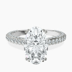 14kt White Gold Eternia Criss Cross Side Halo Lab Diamond Ring front image