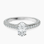 10kt White Gold Eternia Criss Cross Side Halo Lab Diamond Ring front image