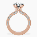 2.82 ct. round Regalia miligrain ring in 10kt rose gold side right image one