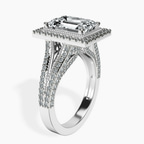 2.93 ct. emerald Opulenté halo ring in 10kt white gold standing product image one